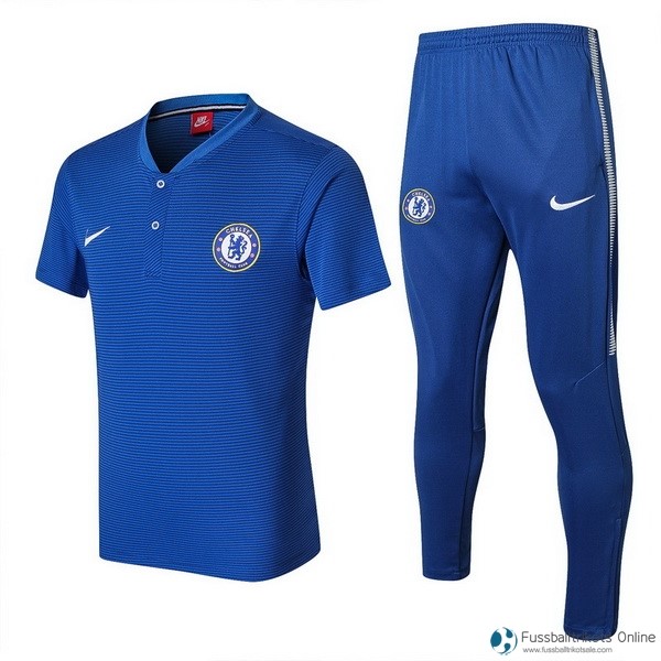 Chelsea Polo Komplett Set 2017-18 Blau Fussballtrikots Günstig